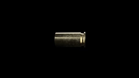 Realistic Grunge Bullet Shell Spining In Seamless Loop With Transparent Background - Alpha Channel