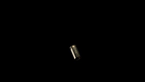Realistic Grunge Bullet Shell Falling In Slow Motion And With Transparent Background - Alpha Channel