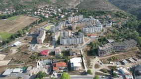 Krumovgrad, Kardjali, Bulgaria - 08 27 2021: Video from a drone in the town of Krumovgrad