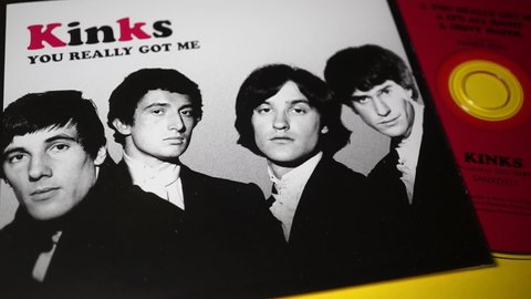 Rome, Italy - August 29, 2021, detail of the cd single You Really Got Me music by the British rock group The Kinks, written by the band leader Ray Davies, included in the album Kinks, 1964.