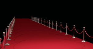 Animation of gold confetti over red carpet. fashion design, fashion show and clothing concept digitally generated video.