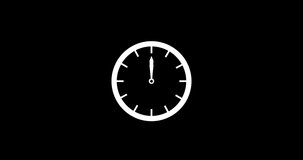 black and white clock clip art icon animation 4k footage 
