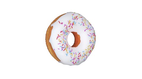 donuts spinning around 360 degrees on a white background. 3d loop isolated animation