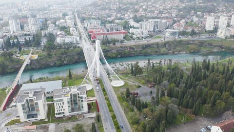 4K Bridge Over River in Podgorica - Montenegro