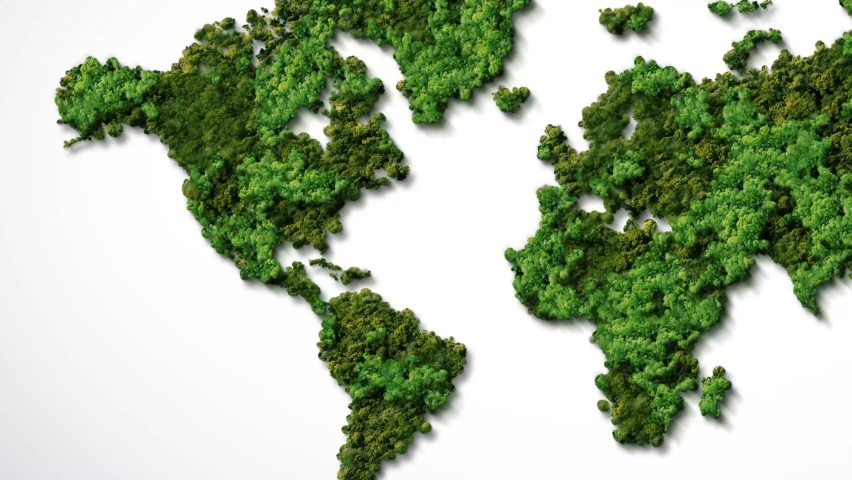 Green World Map- Earth day video tree or forest shape of world map isolated on white background. Earth Day or Environment day Concept. Green earth with electric car. Paris agreement concept. | Shutterstock HD Video #1078548236