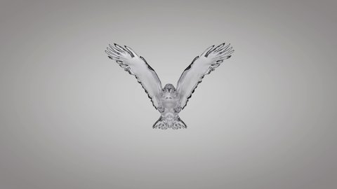 Transparent glass flying eagle animation 
