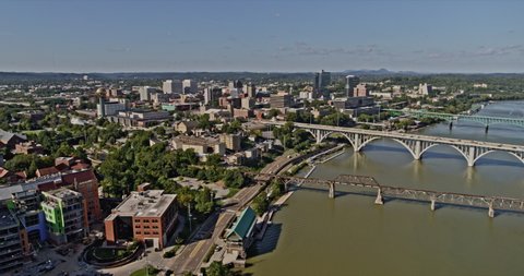 Knoxville Tennessee Aerial v20 pan left shot from downtown waterfront reveals famous neyland football stadium home of vols at daytime - Shot with Inspire 2, X7 camera - August 2020