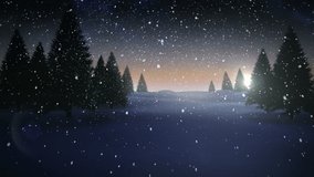 Animation of snow falling over night winter scenery. christmas, winter, tradition and celebration concept digitally generated video. - Powered by Shutterstock - Get 15% off with code: PIKWIZARD15