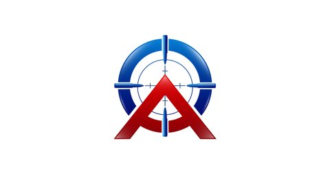 Initial letter A 3d logo animate colored red blue target design 4k footage video