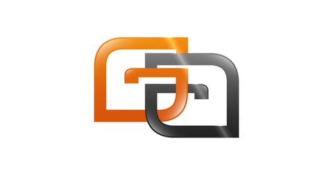 Initial letter GA 3d logo animate colored gray orange reflection design 4k footage video