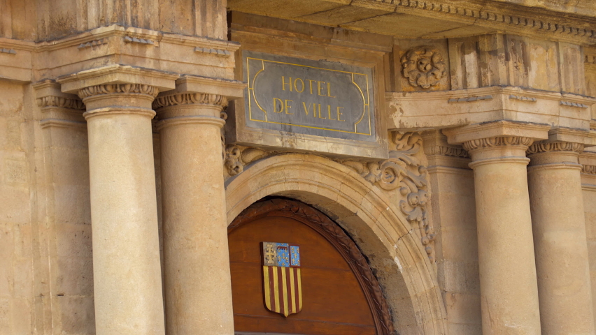 Facade of the Hotel de Ville (City Hall) of Aix en Provence, France with 