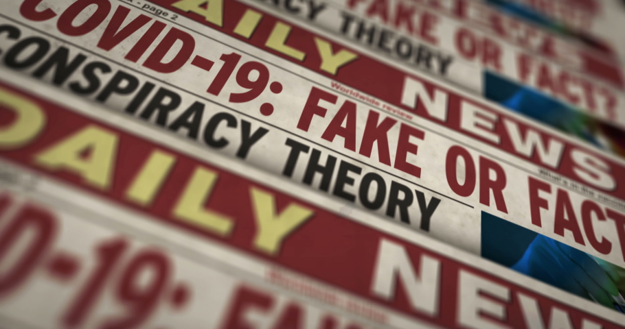 Covid-19 pandemic news fake or fact and conspiration theory daily newspaper report printing. Abstract concept retro 3d rendering seamless looped. Royalty-Free Stock Footage #1078603931