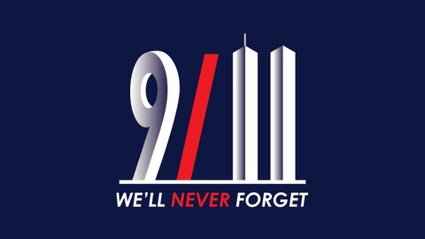 Animated illustration of world trade center building make September 11 icon. Suitable for patriot day memorial event.
