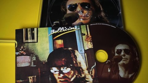Rome, Italy - 01 September 2021, detail of the cd and cover of Bollicine, the sixth studio album of the Italian singer-songwriter Vasco Rossi, released in 1983.