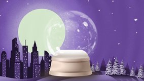 Golden shooting star around christmas tree in a snow globe against winter landscape and cityscape. christmas festivity and celebration concept - Powered by Shutterstock - Get 15% off with code: PIKWIZARD15