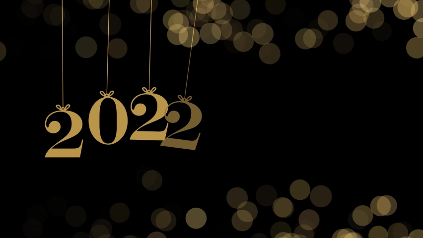 Happy New Year 2022 golden particles bokeh black background new year Animation. Greeting card, Wishes, Celebration, Party, Invitation, Gift, Event, Message, Holiday, Festival 4K Loop Animation. Royalty-Free Stock Footage #1078626263