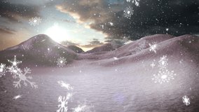 Snowflakes falling over snow covered red wooden sign post on winter landscape. christmas festivity and celebration concept - Powered by Shutterstock - Get 15% off with code: PIKWIZARD15