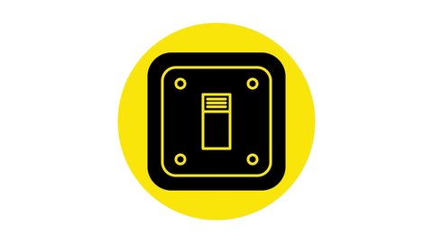 Black Electric light switch icon isolated on white background. On and Off icon. Dimmer light switch sign. Concept of energy saving. 4K Video motion graphic animation.
