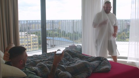 Obese Gay Man Makes Dance Moves Stock Footage Video (100% Royalty-free