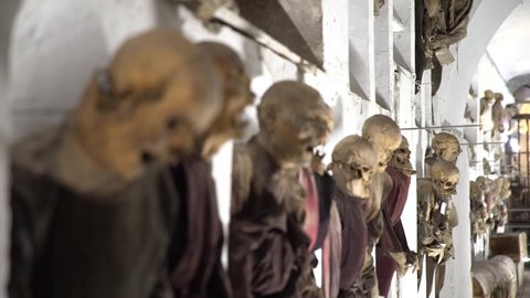 PALERMO, ITALY - APRIL 29, 2018: Catacombs of the Capuchins, Palermo.
