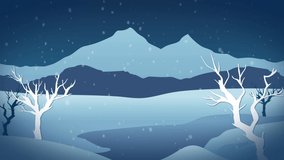 Animation of santa claus in sleigh with reindeer over snow falling. christmas, tradition and celebration concept digitally generated video.
