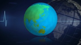 Animation of globe formed with american dollar banknotes and heart rate data processing. global business, finances and digital interface concept digitally generated video. - Powered by Shutterstock - Get 15% off with code: PIKWIZARD15