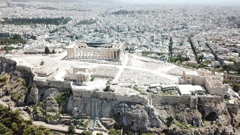 Aerial footage of the Acropolis of Athens