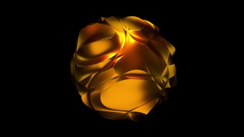 Blurred changing ball with 3d render light highlights. Metallic smooth surface with decor ripples. Geometric pulsar in dynamic visual abstraction with creative textures.