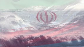 Animation of flag of iran blowing over wave in sea. travel, holidays, patriotism and celebration concept digitally generated video. - Powered by Shutterstock - Get 15% off with code: PIKWIZARD15