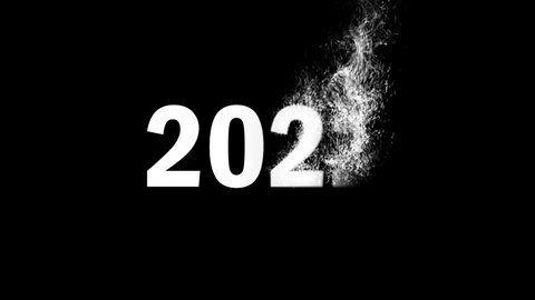 2021 number dust particles animation changing to form 2022 number. Shot in 4k resolution