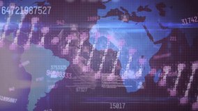 Animation of dna strand rotating over heart rate monitor, globe, graph and data processing. global communication and medical research technology concept digitally generated video. - Powered by Shutterstock - Get 15% off with code: PIKWIZARD15