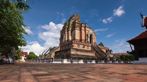 Ancient Pagoda at Wat Chedi Luang in Chiang Mai, Thailand