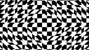 black and white chaotic mosaic tiles. abstract moving background.