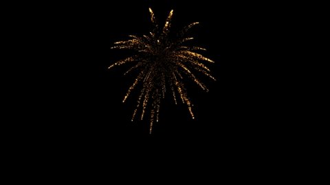 golden fireworks in the night sky - transparent black background - seamless loop - 29,97 fps