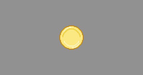 This is a video of pixel art with gold coins spinning around.