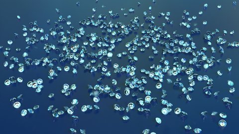 Diamonds Rain. Falling Diamonds On Blue Background