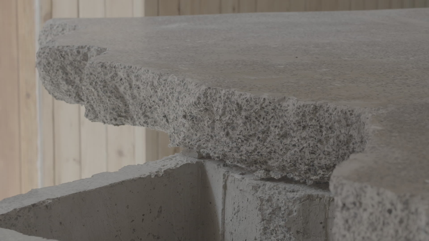 Rustic concrete - granite - cement table irregular border. New interior design trends Royalty-Free Stock Footage #1078736486