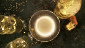 Super slow motion of camera movement into glass of champagne. Unique angle with underwater macro lens. Concept of celebration and success. Filmed on high speed cinema camera, 1000 fps - Powered by Shutterstock - Get 15% off with code: PIKWIZARD15