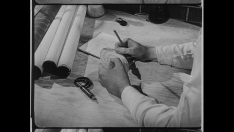 1930s Upper Montclair, NJ. Pictorial Montage of Allen B. DuMont inventing the cathode ray tube which lead to the development of the television. 4K Overscan of Vintage Archival 16mm Film Print