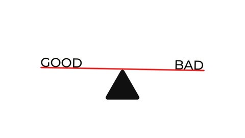 Balance Scales or Seesaw of Good and Bad Animation on White Background
