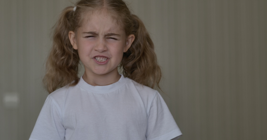 Child Shouting Loud. Portrait of Shocked, Angry and Emotional Little Girl. Young Angry Girl Yelling Screaming Slow Motion. Upset Child Scream Loudly. Adhd Attention Deficit Hyperactivity Disorder. Royalty-Free Stock Footage #1078766336