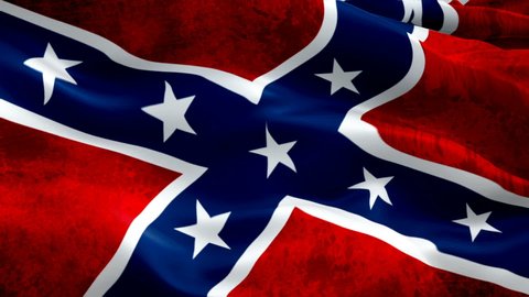 Confederate flag. National 3d Rebel flag waving. Sign of Confederate seamless loop animation. Rebel flag HD resolution Background. USA Civil war States. 1