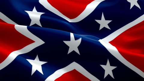 Rebel flag. Confederate States of America flags. American Civil War National 3d Rebel Union flag waving. Sign of Confederate army. USA flag HD resolution Background 1080p. 1