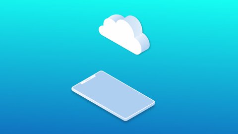 
Syncing files to cloud storage, Cloud file syncing. 3D animation video clip with Alpha Channel Transparent and Green Screen Background