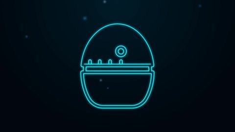 Glowing neon line Kitchen timer icon isolated on black background. Egg timer. Cooking utensil. 4K Video motion graphic animation.