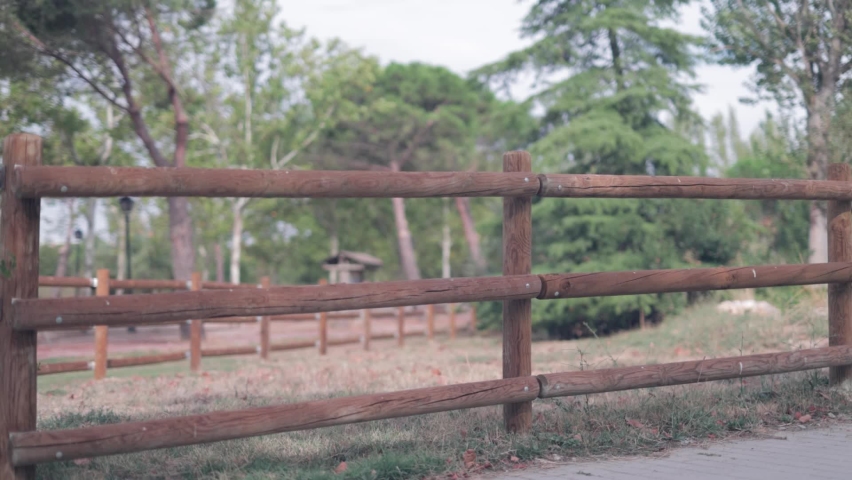Wooden fence in a park