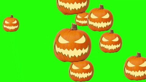Animation Halloween Pumpkin On Green Screen