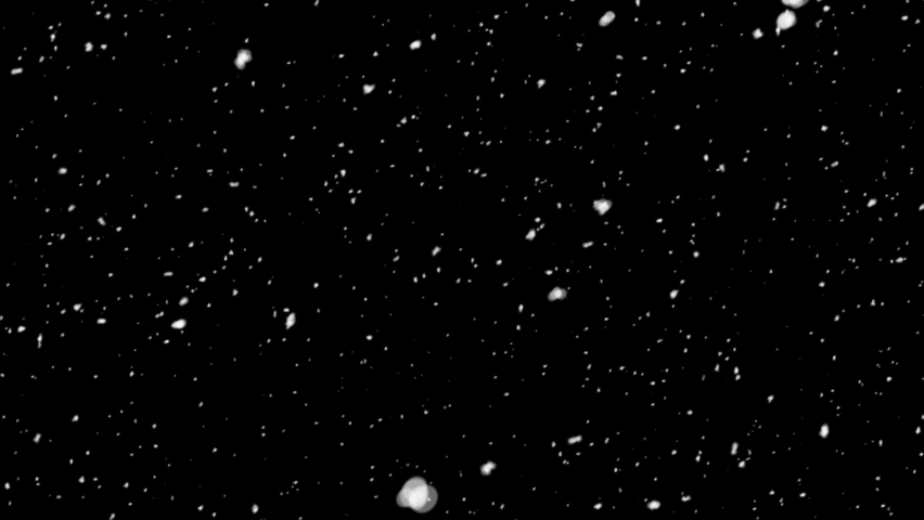 Winter Snow, Falling snow animation loop on black background