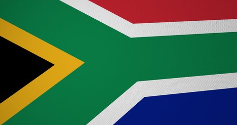 Full frame 3D animation of a South African flag waving.