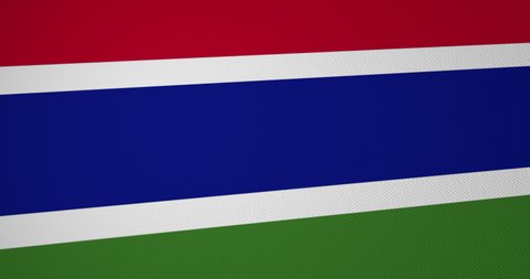 Full frame 3D animation of a Gambian flag waving.